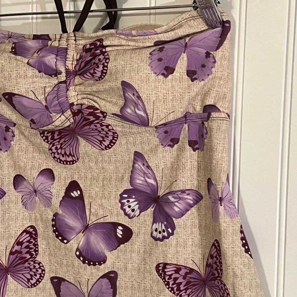 Two Piece Butterfly Swimsuit. Pink & Brown